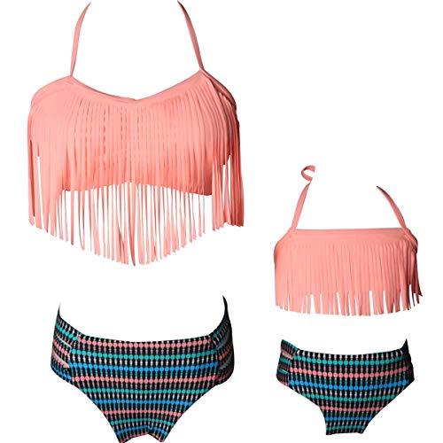 Dilicwa Madre e Hija Bikinis Traje de baño Padre-Hijo Bikini Traje de Baño, Mamá Niña Bañadores de Mujer de Verano Playa. (L, Rosa-Mujer)
