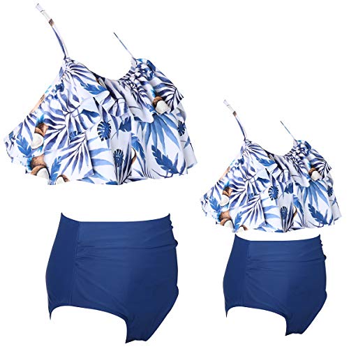 Dilicwa Madre e Hija Bikinis Traje de baño Padre-Hijo Bikini Traje de Baño, Mamá Niña Bañadores de Mujer (S, Azul-mujer2)