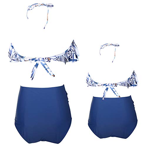 Dilicwa Madre e Hija Bikinis Traje de baño Padre-Hijo Bikini Traje de Baño, Mamá Niña Bañadores de Mujer (S, Azul-mujer2)
