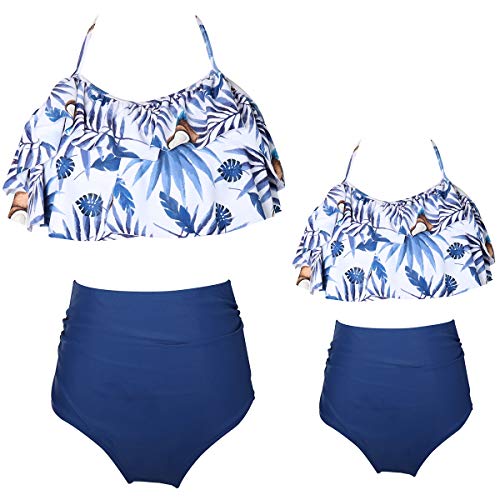 Dilicwa Madre e Hija Bikinis Traje de baño Padre-Hijo Bikini Traje de Baño, Mamá Niña Bañadores de Mujer (S, Azul-mujer2)