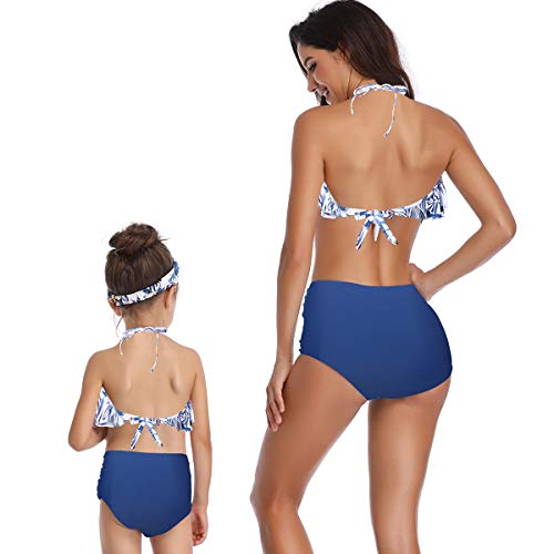 Dilicwa Madre e Hija Bikinis Traje de baño Padre-Hijo Bikini Traje de Baño, Mamá Niña Bañadores de Mujer (S, Azul-mujer2)