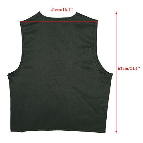 Dilwe Chaleco de Pesca Hombres Transpirable Multi-Bolsillos Aire Libre para Acampar Caza Pesca Fotografía Viajes (XL-Verde Ejército)