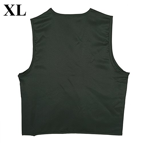 Dilwe Chaleco de Pesca Hombres Transpirable Multi-Bolsillos Aire Libre para Acampar Caza Pesca Fotografía Viajes (XL-Verde Ejército)