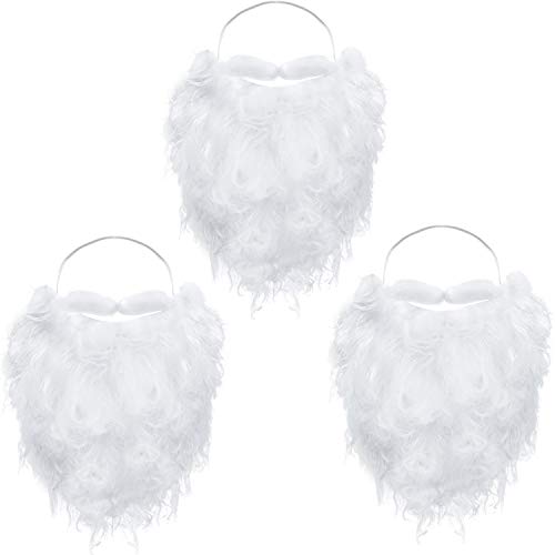 Disfraz de Barba Santa Divertido Barba Falsa Blanca Accesorios de Disfraces de Navidad Santa Claus Beard para Adolescentes Adultos Disfrazan a Santa Claus en Fiesta de Navidad (3 Paquetes)