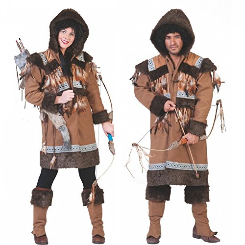 Disfraz de esquimal para mujer Nalu, tallas 36 - 46, abrigo corto y calentadores, color marrón