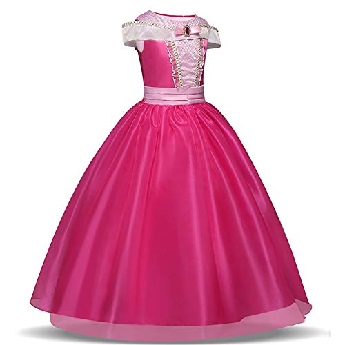 Disfraz de princesa de las niñas Cosplay de la bella durmiente (rosa, 3-10 años)(120cm)
