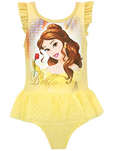 Disney Bañador para Niña La Bella y la Bestia Amarillo 5 a 6 Años