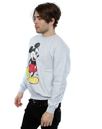 Disney Hombre Mickey Mouse Classic Kick Camisa de Entrenamiento Medium Cuero Gris