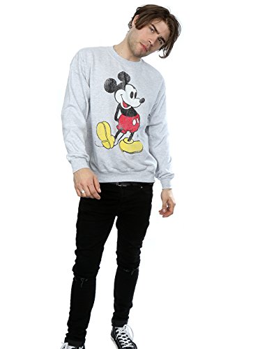 Disney Hombre Mickey Mouse Classic Kick Camisa de Entrenamiento Medium Cuero Gris