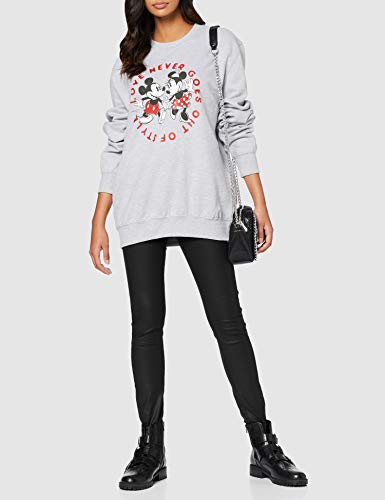 Disney Mickey and Minnie Love Never Goes out of Style Sweatshirt Sudadera, Gris (Heather Grey HGY), 38 (Talla del Fabricante: Small) para Mujer