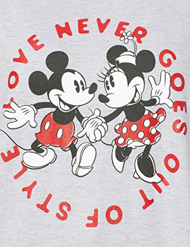 Disney Mickey and Minnie Love Never Goes out of Style Sweatshirt Sudadera, Gris (Heather Grey HGY), 38 (Talla del Fabricante: Small) para Mujer