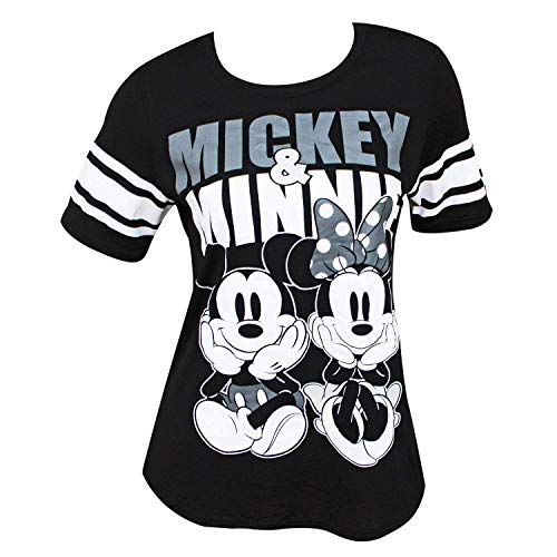 Disney Mickey y Minnie Mouse Fútbol Femenino Camiseta del Estilo X-Large Negro