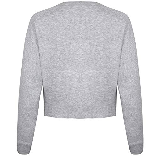 Disney Mickey Year Cropped Crew Sudadera Recortada, Gris, 40 para Mujer