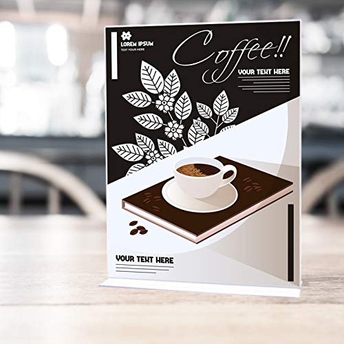 Display4top A4 soportes de acrílico para carteles,en forma de T, de doble cara, ideal para promociones, restaurantes, marcos de fotos, documentos y más (6 unidades)