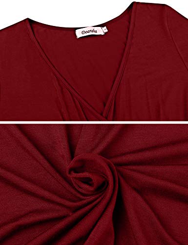 Doaraha Camisón Lactancia Algodón Mujer Ropa de Dormir Premamá Hospital Vestido de Maternidad Embarazo Pijama Embarazadas Camisones Embarazada Manga Corta 3/4 Suave (Rojo, S)