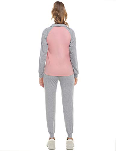 Doaraha Chándal para Mujer 2 Piezas Casual Raya Conjuntos Deportivos Completo Chaquetas Deportivas + Pantalones Largos para Primavera Otoño Invierno