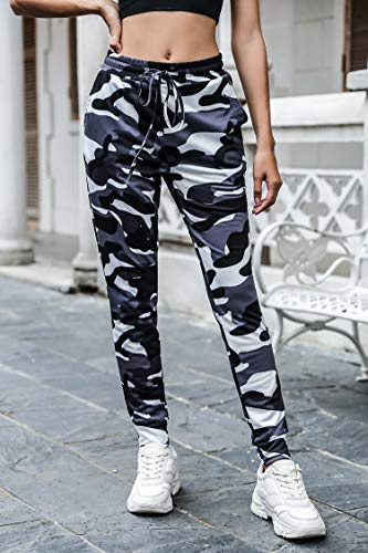 Doaraha Pantalones de Camuflaje para Mujer Pantalones Chándal Pantalones Deportivos con Cordón Pantalones de Pierna de Cónica