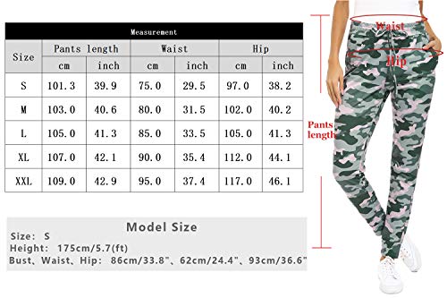 Doaraha Pantalones de Camuflaje para Mujer Pantalones Chándal Pantalones Deportivos con Cordón Pantalones de Pierna de Cónica