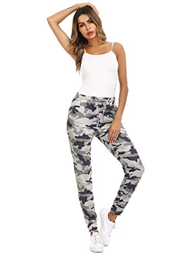 Doaraha Pantalones de Camuflaje para Mujer Pantalones Chándal Pantalones Deportivos con Cordón Pantalones de Pierna de Cónica