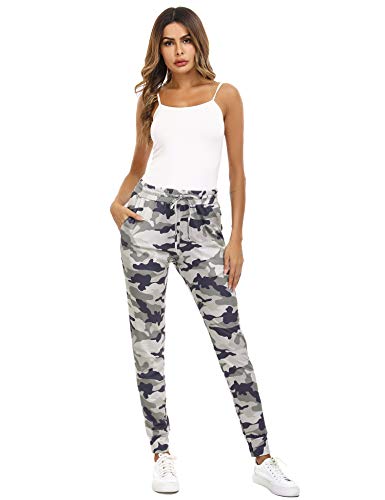 Doaraha Pantalones de Camuflaje para Mujer Pantalones Chándal Pantalones Deportivos con Cordón Pantalones de Pierna de Cónica