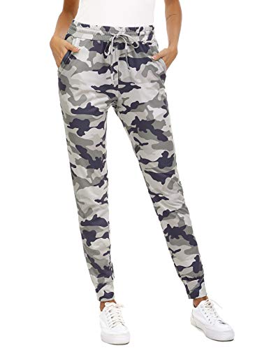 Doaraha Pantalones de Camuflaje para Mujer Pantalones Chándal Pantalones Deportivos con Cordón Pantalones de Pierna de Cónica