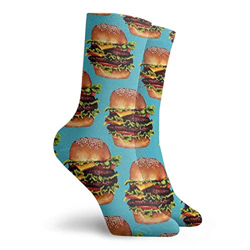 Doble cheeseburger 2 patrón calcetines clásico confort atlético casual calcetines 30 cm/11.8 pulgadas para unisex wen y mujeres