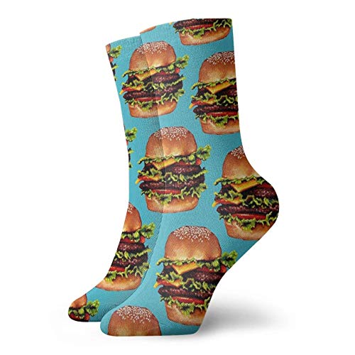 Doble cheeseburger 2 patrón calcetines clásico confort atlético casual calcetines 30 cm/11.8 pulgadas para unisex wen y mujeres
