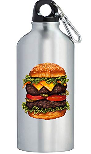 Doble Cheeseburger Food Lover Botella de agua de acero inoxidable portátil al aire libre Gimnasio Ciclismo Camping Senderismo a prueba de fugas Libre de BPA Aliminum