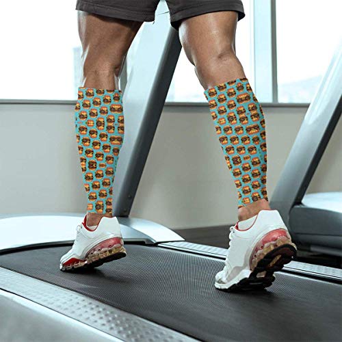 Doble cheeseburger hamburguesa pantorrilla de compresión manga de compresión de rendimiento de la pierna apoyo espinillera férula pantorrilla alivio del dolor