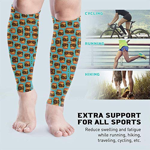 Doble cheeseburger hamburguesa pantorrilla de compresión manga de compresión de rendimiento de la pierna apoyo espinillera férula pantorrilla alivio del dolor