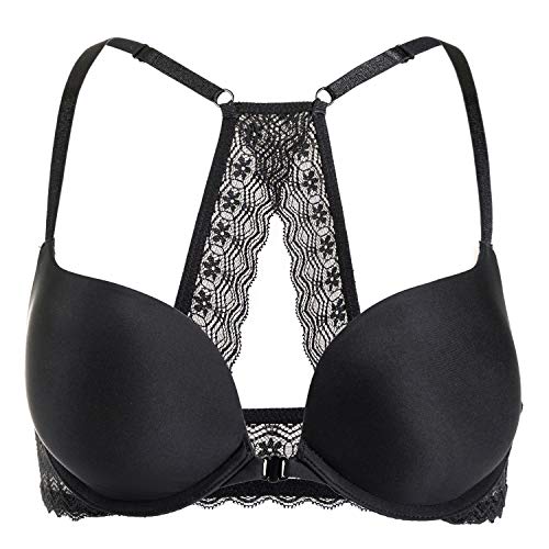 DOBREVA Sujetador Invisible Push Up con Aros con Relleno para Mujer Negro 85B