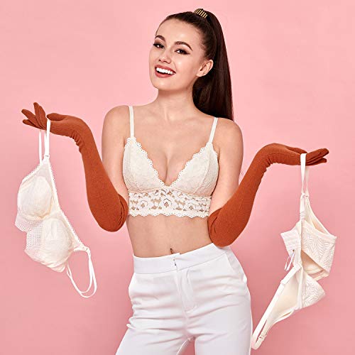 DOBREVA Sujetador Triángulo de Encaje Bralette para Mujer Negro L