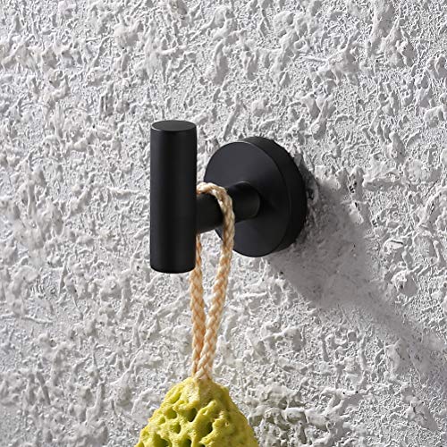 DOITOOL 2 Piezas Negro Toalleros de Gancho de Acero Inoxidable, Gancho de una Sola Toalla, Ganchos para Colgar en la Pared Perchero para Colgar la Ropa, Gancho para baño, Cocina (Negro)