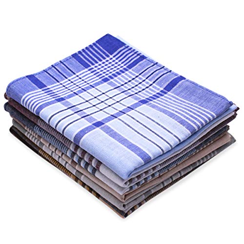 Dokpav 6PCS Pañuelos hombre,Pañuelos de caballero, 40 x 40cm,100% algodón, Pañuelo de Algodón, Pañuelo de Bolsillo Cuadrado, Pañuelo patrón de cuadros