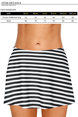 Dolamen Women Swim Skirt Shorts, 2018 Ladies Girls Swimwear Bottoms with Brief Short Skirted Mini Bikini Swimming Costumes Swimsuit Beachwear (XX-Large, Stripes)