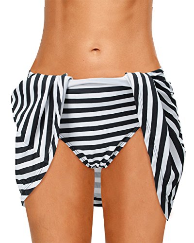 Dolamen Women Swim Skirt Shorts, 2018 Ladies Girls Swimwear Bottoms with Brief Short Skirted Mini Bikini Swimming Costumes Swimsuit Beachwear (XX-Large, Stripes)