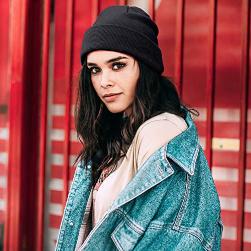 DonDon Gorro de Invierno Gorro de Abrigo diseño clásico Moderno y Suave Negro