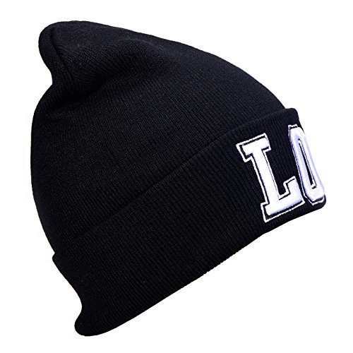 DonDon Mujer Gorro Beanie de Invierno Negra con Statement - LOL