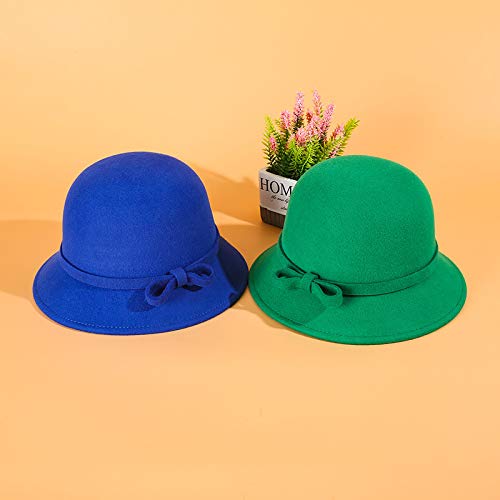 DongBao Sombreros de Cubo para Mujer Sombrero de bombín de Lana de los años 20 Vintage Cloche Sombrero de Invierno Primavera Otoño