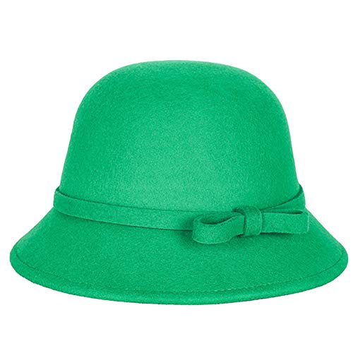 DongBao Sombreros de Cubo para Mujer Sombrero de bombín de Lana de los años 20 Vintage Cloche Sombrero de Invierno Primavera Otoño