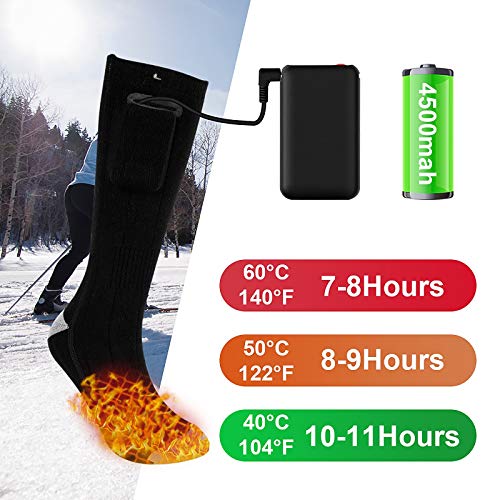 DONGKIKI - Calcetines calefactores eléctricos recargables con 3 temperaturas 3,7 V 4500 mAh alimentados por batería, deporte al aire libre en invierno para hombres y mujeres