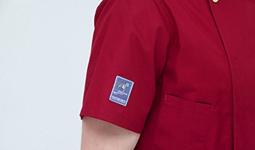 Dooxii Unisexo Mujeres Hombre Moda Verano Manga Corta Camisa de Cocinero Transpirable Chaquetas de Chef Uniforme Cocina Restaurante Occidental Rojo M
