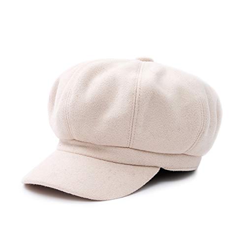 DORRISO Elegante Mujer Gorra Boina Primavera Otoño Invierno Viajar Vacaciones Compras Ocio Beret Gorra de Boina Ajustable 54-60CM Mujer Sombrero Octogonal Beige