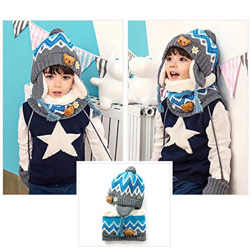 DORRISO Linda Chicos Chicas Sombrero y Bufanda Otoño Invierno Primavera Calentar Lana Gorro Bufanda Sombrero 1-7 años Niño Bebe