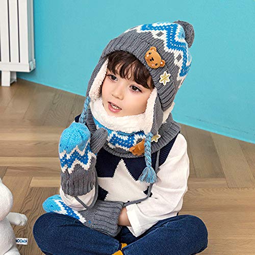 DORRISO Linda Chicos Chicas Sombrero y Bufanda Otoño Invierno Primavera Calentar Lana Gorro Bufanda Sombrero 1-7 años Niño Bebe