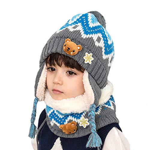 DORRISO Linda Chicos Chicas Sombrero y Bufanda Otoño Invierno Primavera Calentar Lana Gorro Bufanda Sombrero 1-7 años Niño Bebe