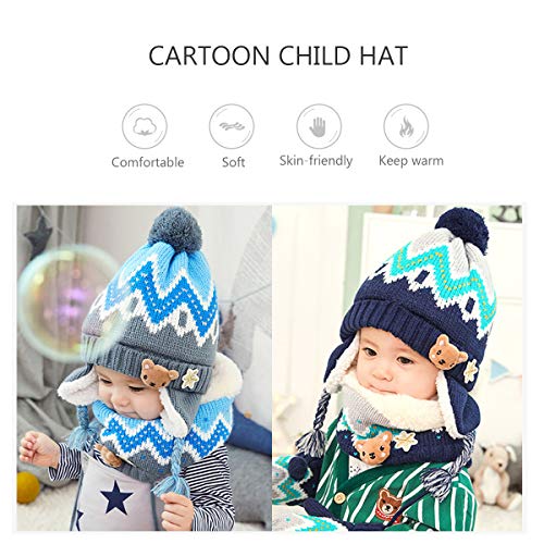 DORRISO Linda Chicos Chicas Sombrero y Bufanda Otoño Invierno Primavera Calentar Lana Gorro Bufanda Sombrero 1-7 años Niño Bebe