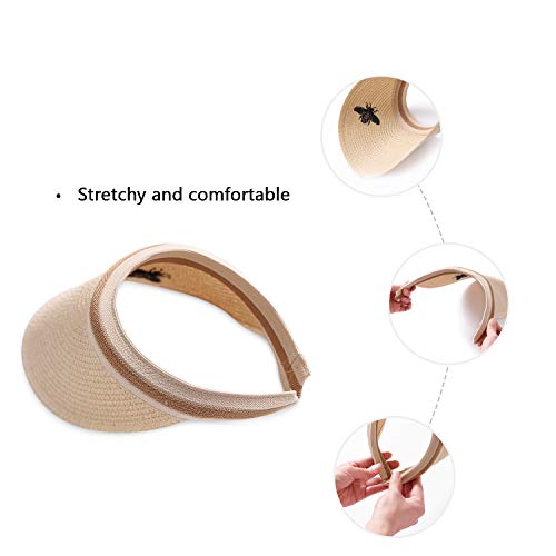DORRISO Mujer Tapa de Paja Gorra de Sol Sombrero Anti-UV Protector Solar Visera Viajar Vacaciones Equitación Excursionismo Playa Mujer Viseras