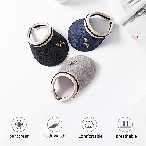 DORRISO Mujer Tapa de Paja Gorra de Sol Sombrero Anti-UV Protector Solar Visera Viajar Vacaciones Equitación Excursionismo Playa Mujer Viseras