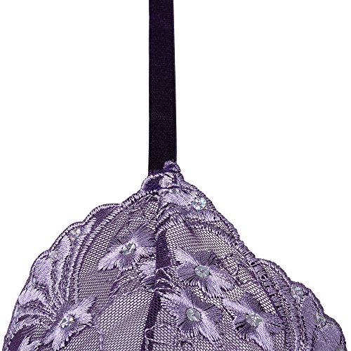 DotVol Mujer Plus Talla Sexy Lencería Enacje Brillante Lentejuela Transparente Picardías Ropa de Dormir(US 2XL/Etiqueta 3XL, Violeta)